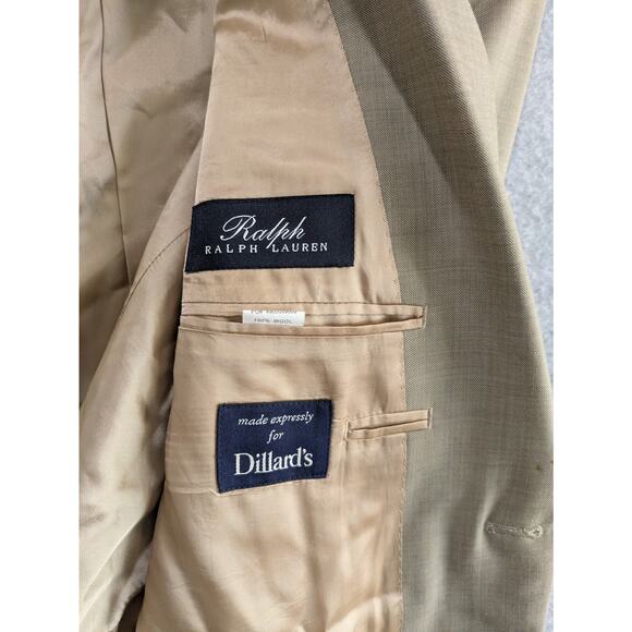 Ralph Ralph Lauren Dillard's Blazer‎ Men Size 44R Beige 100% Wool Sport Coat - Picture 8 of 15